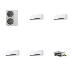 MITSUBISHI ELECTRIC Mitsubishi Multi-Zone 48000 BTU R-454B 20 SEER2 4-Zone Wall-Mounted Hyper Heat Mini Split Heat Pump System - 9K+9K+9K+15K