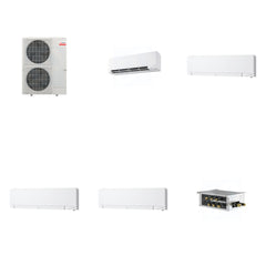 MITSUBISHI ELECTRIC Mitsubishi Multi-Zone 48000 BTU R-454B 20 SEER2 4-Zone Wall-Mounted Hyper Heat Mini Split Heat Pump System - 9K+12K+12K+12K