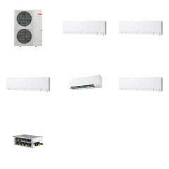 MITSUBISHI ELECTRIC Mitsubishi Multi-Zone 48000 BTU R-454B 20 SEER2 5-Zone Wall-Mounted Hyper Heat Mini Split Heat Pump System - 6K+6K+6K+9K+12K
