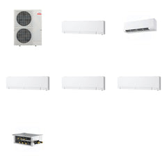 MITSUBISHI ELECTRIC Mitsubishi Multi-Zone 48000 BTU R-454B 20 SEER2 5-Zone Wall-Mounted Hyper Heat Mini Split Heat Pump System - 6K+9K+12K+12K+12K