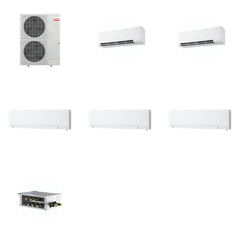 MITSUBISHI ELECTRIC Mitsubishi Multi-Zone 48000 BTU R-454B 20 SEER2 5-Zone Wall-Mounted Hyper Heat Mini Split Heat Pump System - 9K+9K+12K+12K+12K