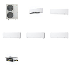 MITSUBISHI ELECTRIC Mitsubishi Multi-Zone 48000 BTU R-454B 20 SEER2 5-Zone Wall-Mounted Hyper Heat Mini Split Heat Pump System - 9K+12K+12K+12K+12K