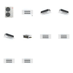 MITSUBISHI ELECTRIC Mitsubishi Multi-Zone 48000 BTU R-454B 20 SEER2 4-Zone 1-Way Ceiling Cassette Mini Split Heat Pump System - 9K+12K+18K+18K