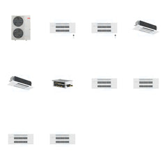 MITSUBISHI ELECTRIC Mitsubishi Multi-Zone 48000 BTU R-454B 20 SEER2 4-Zone 1-Way Ceiling Cassette Mini Split Heat Pump System - 9K+9K+18K+18K