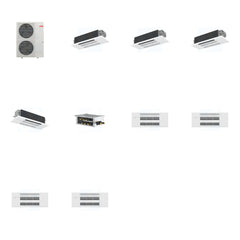 MITSUBISHI ELECTRIC Mitsubishi Multi-Zone 48000 BTU R-454B 20 SEER2 4-Zone 1-Way Ceiling Cassette Mini Split Heat Pump System - 12K+12K+12K+18K