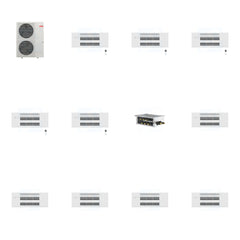 MITSUBISHI ELECTRIC Mitsubishi Multi-Zone 48000 BTU R-454B 20 SEER2 5-Zone 1-Way Ceiling Cassette Mini Split Heat Pump System - 9K+9K+9K+9K+9K