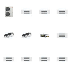 MITSUBISHI ELECTRIC Mitsubishi Multi-Zone 48000 BTU R-454B 20 SEER2 5-Zone 1-Way Ceiling Cassette Mini Split Heat Pump System - 9K+9K+9K+12K+12K