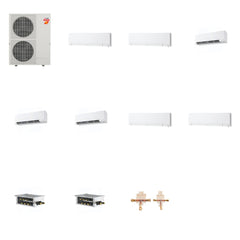 MITSUBISHI ELECTRIC Mitsubishi Multi-Zone 60000 BTU R-454B 20 SEER2 7-Zone Wall-Mounted Hyper Heat Mini Split Heat Pump System - 6K+6K+9K+9K+9K+12K+12K