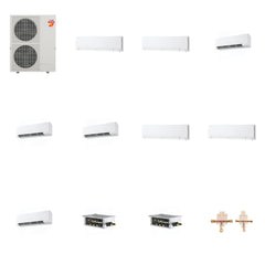 MITSUBISHI ELECTRIC Mitsubishi Multi-Zone 60000 BTU R-454B 20 SEER2 8-Zone Wall-Mounted Hyper Heat Mini Split Heat Pump System - 6K+6K+9K+9K+9K+12K+12K+15K