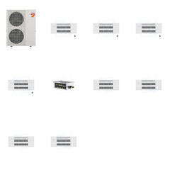 MITSUBISHI ELECTRIC Mitsubishi Multi-Zone 60000 BTU R-454B 20 SEER2 4-Zone 1-Way Ceiling Cassette Mini Split Heat Pump System - 9K+9K+9K+9K