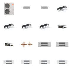 MITSUBISHI ELECTRIC Mitsubishi Multi-Zone 60000 BTU R-454B 20 SEER2 6-Zone 1-Way Ceiling Cassette Mini Split Heat Pump System - 6K+6K+12K+12K+12K+12K