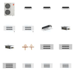 MITSUBISHI ELECTRIC Mitsubishi Multi-Zone 60000 BTU R-454B 20 SEER2 6-Zone 1-Way Ceiling Cassette Mini Split Heat Pump System - 6K+6K+6K+9K+9K+12K