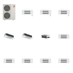 MITSUBISHI ELECTRIC Mitsubishi Multi-Zone 60000 BTU R-454B 20 SEER2 5-Zone 1-Way Ceiling Cassette Mini Split Heat Pump System - 9K+9K+9K+18K+18K