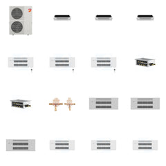 MITSUBISHI ELECTRIC Mitsubishi Multi-Zone 60000 BTU R-454B 20 SEER2 6-Zone 1-Way Ceiling Cassette Mini Split Heat Pump System - 6K+6K+6K+9K+9K+9K