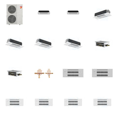 MITSUBISHI ELECTRIC Mitsubishi Multi-Zone 60000 BTU R-454B 20 SEER2 6-Zone 1-Way Ceiling Cassette Mini Split Heat Pump System - 6K+6K+12K+18K+18K+18K