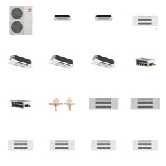 MITSUBISHI ELECTRIC Mitsubishi Multi-Zone 60000 BTU R-454B 20 SEER2 6-Zone 1-Way Ceiling Cassette Mini Split Heat Pump System - 6K+6K+9K+18K+18K+18K