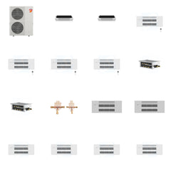 MITSUBISHI ELECTRIC Mitsubishi Multi-Zone 60000 BTU R-454B 20 SEER2 6-Zone 1-Way Ceiling Cassette Mini Split Heat Pump System - 6K+6K+9K+9K+9K+9K
