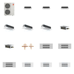 MITSUBISHI ELECTRIC Mitsubishi Multi-Zone 60000 BTU R-454B 20 SEER2 6-Zone 1-Way Ceiling Cassette Mini Split Heat Pump System - 6K+6K+6K+18K+18K+18K