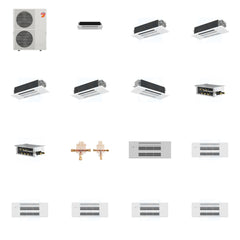 MITSUBISHI ELECTRIC Mitsubishi Multi-Zone 60000 BTU R-454B 20 SEER2 6-Zone 1-Way Ceiling Cassette Mini Split Heat Pump System - 6K+12K+12K+12K+12K+18K