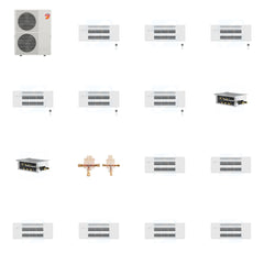 MITSUBISHI ELECTRIC Mitsubishi Multi-Zone 60000 BTU R-454B 20 SEER2 6-Zone 1-Way Ceiling Cassette Mini Split Heat Pump System - 9K+9K+9K+9K+9K+9K