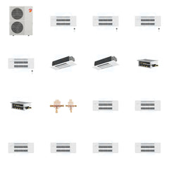 MITSUBISHI ELECTRIC Mitsubishi Multi-Zone 60000 BTU R-454B 20 SEER2 6-Zone 1-Way Ceiling Cassette Mini Split Heat Pump System - 9K+9K+9K+9K+12K+12K