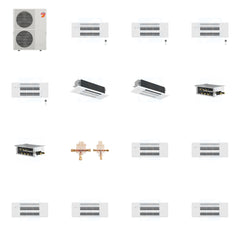 MITSUBISHI ELECTRIC Mitsubishi Multi-Zone 60000 BTU R-454B 20 SEER2 6-Zone 1-Way Ceiling Cassette Mini Split Heat Pump System - 9K+9K+9K+9K+18K+18K