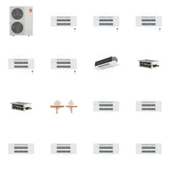 MITSUBISHI ELECTRIC Mitsubishi Multi-Zone 60000 BTU R-454B 20 SEER2 6-Zone 1-Way Ceiling Cassette Mini Split Heat Pump System - 9K+9K+9K+9K+9K+12K