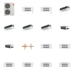 MITSUBISHI ELECTRIC Mitsubishi Multi-Zone 60000 BTU R-454B 20 SEER2 6-Zone 1-Way Ceiling Cassette Mini Split Heat Pump System - 9K+9K+12K+12K+12K+12K