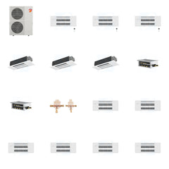 MITSUBISHI ELECTRIC Mitsubishi Multi-Zone 60000 BTU R-454B 20 SEER2 6-Zone 1-Way Ceiling Cassette Mini Split Heat Pump System - 9K+9K+9K+12K+12K+12K