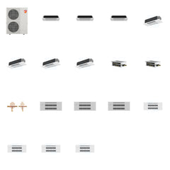 MITSUBISHI ELECTRIC Mitsubishi Multi-Zone 60000 BTU R-454B 20 SEER2 7-Zone 1-Way Ceiling Cassette Mini Split Heat Pump System - 6K+6K+6K+12K+12K+12K+12K