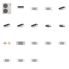 MITSUBISHI ELECTRIC Mitsubishi Multi-Zone 60000 BTU R-454B 20 SEER2 7-Zone 1-Way Ceiling Cassette Mini Split Heat Pump System - 6K+9K+9K+12K+12K+12K+12K