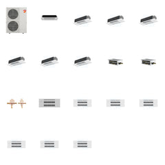 MITSUBISHI ELECTRIC Mitsubishi Multi-Zone 60000 BTU R-454B 20 SEER2 7-Zone 1-Way Ceiling Cassette Mini Split Heat Pump System - 6K+12K+12K+12K+12K+12K+12K