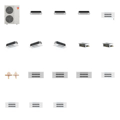 MITSUBISHI ELECTRIC Mitsubishi Multi-Zone 60000 BTU R-454B 20 SEER2 7-Zone 1-Way Ceiling Cassette Mini Split Heat Pump System - 6K+6K+6K+9K+12K+12K+18K