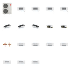 MITSUBISHI ELECTRIC Mitsubishi Multi-Zone 60000 BTU R-454B 20 SEER2 7-Zone 1-Way Ceiling Cassette Mini Split Heat Pump System - 9K+9K+9K+9K+12K+12K+18K