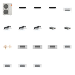 MITSUBISHI ELECTRIC Mitsubishi Multi-Zone 60000 BTU R-454B 20 SEER2 7-Zone 1-Way Ceiling Cassette Mini Split Heat Pump System - 6K+6K+6K+9K+12K+12K+12K