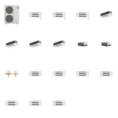MITSUBISHI ELECTRIC Mitsubishi Multi-Zone 60000 BTU R-454B 20 SEER2 7-Zone 1-Way Ceiling Cassette Mini Split Heat Pump System - 9K+9K+9K+12K+12K+12K+12K