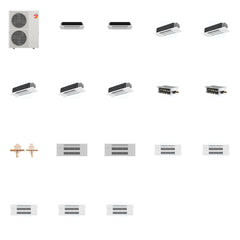 MITSUBISHI ELECTRIC Mitsubishi Multi-Zone 60000 BTU R-454B 20 SEER2 7-Zone 1-Way Ceiling Cassette Mini Split Heat Pump System - 6K+6K+12K+12K+12K+12K+12K