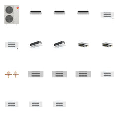 MITSUBISHI ELECTRIC Mitsubishi Multi-Zone 60000 BTU R-454B 20 SEER2 7-Zone 1-Way Ceiling Cassette Mini Split Heat Pump System - 6K+6K+6K+9K+9K+12K+12K