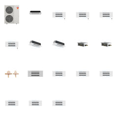 MITSUBISHI ELECTRIC Mitsubishi Multi-Zone 60000 BTU R-454B 20 SEER2 7-Zone 1-Way Ceiling Cassette Mini Split Heat Pump System - 6K+9K+9K+9K+9K+18K+18K
