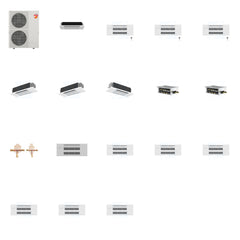 MITSUBISHI ELECTRIC Mitsubishi Multi-Zone 60000 BTU R-454B 20 SEER2 7-Zone 1-Way Ceiling Cassette Mini Split Heat Pump System - 6K+9K+9K+9K+12K+12K+18K