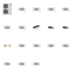 MITSUBISHI ELECTRIC Mitsubishi Multi-Zone 60000 BTU R-454B 20 SEER2 7-Zone 1-Way Ceiling Cassette Mini Split Heat Pump System - 9K+9K+9K+9K+9K+9K+12K
