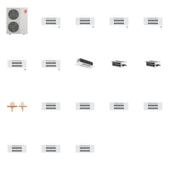 MITSUBISHI ELECTRIC Mitsubishi Multi-Zone 60000 BTU R-454B 20 SEER2 7-Zone 1-Way Ceiling Cassette Mini Split Heat Pump System - 9K+9K+9K+9K+9K+9K+18K