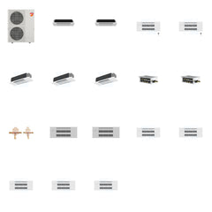 MITSUBISHI ELECTRIC Mitsubishi Multi-Zone 60000 BTU R-454B 20 SEER2 7-Zone 1-Way Ceiling Cassette Mini Split Heat Pump System - 6K+6K+9K+9K+12K+12K+12K