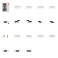 MITSUBISHI ELECTRIC Mitsubishi Multi-Zone 60000 BTU R-454B 20 SEER2 7-Zone 1-Way Ceiling Cassette Mini Split Heat Pump System - 9K+9K+9K+9K+9K+12K+18K