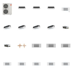 MITSUBISHI ELECTRIC Mitsubishi Multi-Zone 60000 BTU R-454B 20 SEER2 8-Zone 1-Way Ceiling Cassette Mini Split Heat Pump System - 6K+6K+6K+9K+12K+12K+12K+12K
