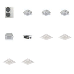 MITSUBISHI ELECTRIC Mitsubishi Multi-Zone 48000 BTU R-454B 20 SEER2 4-Zone 2'x2' Ceiling Cassette Mini Split Heat Pump System - 9K+9K+9K+12K