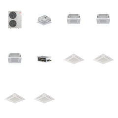MITSUBISHI ELECTRIC Mitsubishi Multi-Zone 36000 BTU R-454B 20 SEER2 4-Zone 2'x2' Ceiling Cassette Mini Split Heat Pump System - 9K+12K+12K+12K