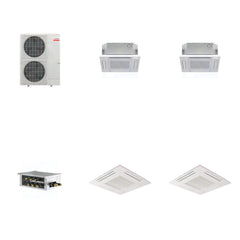 MITSUBISHI ELECTRIC Mitsubishi Multi-Zone 48000 BTU R-454B 20 SEER2 2-Zone 2'x2' Ceiling Cassette Mini Split Heat Pump System - 12K+12K