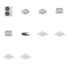 MITSUBISHI ELECTRIC Mitsubishi Multi-Zone 36000 BTU R-454B 20 SEER2 4-Zone 2'x2' Ceiling Cassette Mini Split Heat Pump System - 9K+9K+12K+12K
