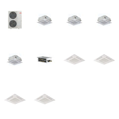 MITSUBISHI ELECTRIC Mitsubishi Multi-Zone 48000 BTU R-454B 20 SEER2 4-Zone 2'x2' Ceiling Cassette Mini Split Heat Pump System - 9K+9K+9K+9K